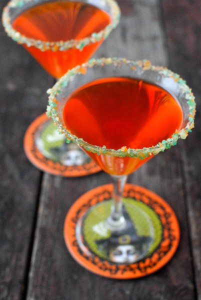 Candy Corn Martini with Pop Rocks Rim